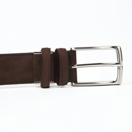 Ojier KE21228-39-BROWN Men's Belt, Genuine Leather, Cowhide Leather, Suede Nubuck, One Size Fits Most, Adjustable Size, Made in Japan, Brown, Braun