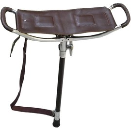 Haza NYC Adjustable Antique Brown Shooting Stick | Very Durable Heavy Duty Big Size Leather Seat Folding Chairs | Polo Fishing Golf Seat Stick | Lightweight Hiking Walking Sticks