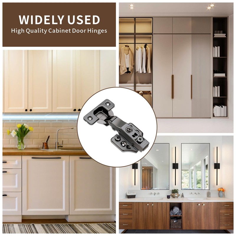 6 Pack Full Overlay Soft Close Cabinet Hinges 105° Frameless