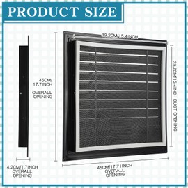 Gisafai 2 Pcs 18" x 18" Gable Vent Aluminum Alloy Wall Vents Shed Attic Vent with Screen Return Air Grill with Screws, for Ventilation Exterior Doors Wall House (Black)