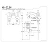 Kingston Brass KB160 Vista Twin Canopy Handles 4-Inch Centerset Lavatory