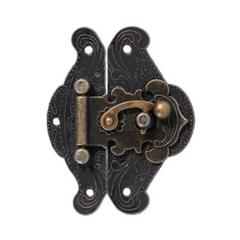 Akozon Vintage Decorative Lock Hasp for Jewelry Box, Retro Antique Lock Plate, Perfect for Wooden Cabinet, Treasure Chest, Trunk Hardware with Large Black Clasp (L 82 * 65mm)