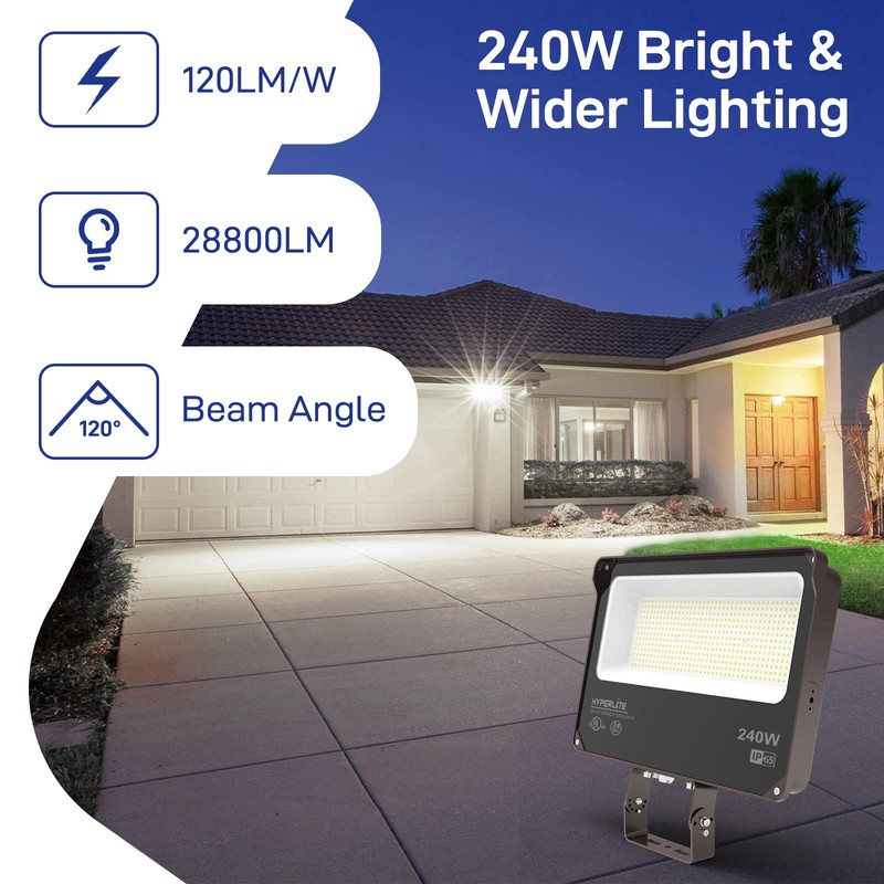 HYPERLITE LED Flood Light 240W 28800LM 5000K Daylight IP65 Waterproof