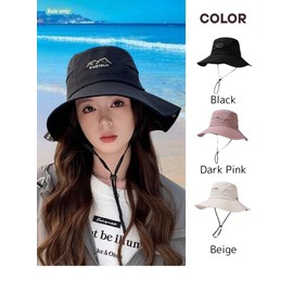 [$ole only] ソールオンリー サファリハット サイズ調整 通気性 メッシュ カウボーイハット 通気性が良い 多機能 紫外線防止 綺麗 シルエット オシャレ フィッシャーマンハット オールシーズン メンズ レディース 男女 軽い (ブラック)