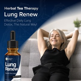Herbal Tea Therapy Lung Renew Mullein Drops for Lungs (1 fl. oz.): Peppermint, Thyme, & Mullein Leaf Extract for Lungs Detox & Daily Respiratory Comfort - GMO-Free & Made in USA