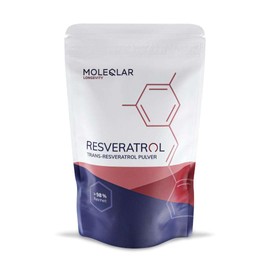 MoleQlar Resveratrol Powder - Dietary Supplement from Innovative Yeast Fermentation - 500 mg Resveratrol per Serving - Over 98% Purity (100 g)