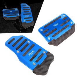 Jewkot 2 PCS Car Aluminum Pedal Covers, Car Stripe Automatic Gear Foot Pedal, Car Accelerator Brake Anti-slip Decoration, Suitable for Most Cars (Blue)