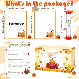 Yexiya Thanksgiving Charades Game for Family Party - 310 Cards with 1 Min Sand Timer & Blank Cards Turkey Day Family Game for Adults Groups