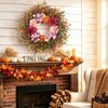24 Inch Fall Wreath Pink Hydrangea Red Dahlia Wheat for