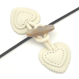 YOOGCORETT 4pcs/4 Sets White Pu Leather Sew On Toggles Closure Vintage Love Buttons with Resin Horn Sewing Buttons for Coat Clothing Sewing and DIY Crafts Accessories (4.3"Inch)