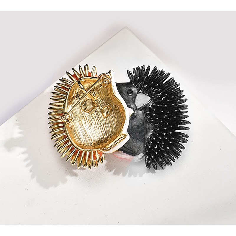 GFM® Hedgehog Brooch - HH-40-Black White - (EXC)(BRCH-HH-10640-KLSFDSN)