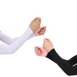 FunnAura 4PCS Compression Arm Sleeves, Sleeve to Cover Arms, Breathable Anti UV for Volleyball, Cycling, Basketball (Black, White)