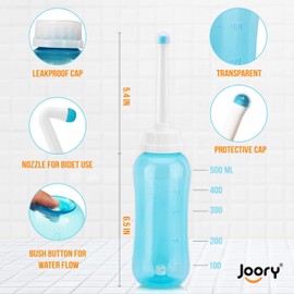 JOORY Peri Bottle Postpartum Handheld Bidet – Gently Cleanse After Childbirth Without Toilet Paper - 500ml Perineal Spray Bottle with 2 Interchangeable Nozzles, Travel Bag and Leakproof Cap