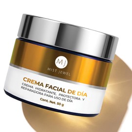 MIST JEWEL Crema de Da Facial con FPS 30, cido Hialuronico, Ferlico y Vitamina C  Crema hidratante y protectora de cuidado facial para uso diurno...  