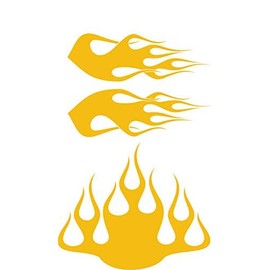 Wild Dingos LLC ST2 - Multi-Color Flame Decal Kit Golf Cart, UTV, RC, ATV, ROXOR, Tank, Motorcycle (B - Large, G29-021 Yellow)