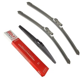 Front and Rear Windshield Wiper Blades For Chevy CRUZE HATCH 28" 24" 10" 2017-2019 Premium All-Season OEM Quality 2M PLASTIC, 1512421C_003