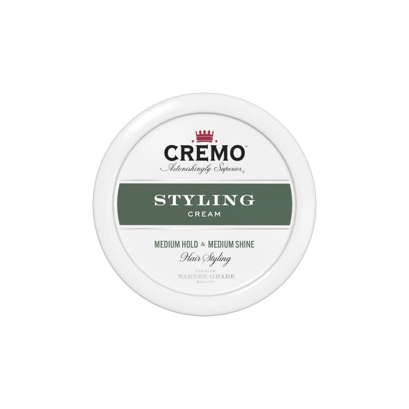 Cremo Barber Grade Hair Styling Cream, Medium Hold, Medium Shine,