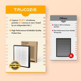 2 Pack Trucozie T356 Replacement Filter for T356 Air Purifier, 3-IN-1 H13 True HEPA and High-Efficiency Activated Carbon Filter for Dust Pet Hair & Odors Smoke, Original Version