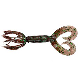 Yamamoto Double Tail Hula Grub 5'', Cinnamon W/Large Green,Yam-97-10-140