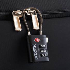 TSA Lock for Suitcase Lock Luggage Locks, 01) Black - Cable lock: 1-pack, Travel TSA Lock with Steel Cable, Locks with Combination Code, TSA Combination Lock for Suitcases