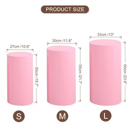 sourcing map Set of 3 Light Pink Cylinder Spandex Stand Covers, Plinth Stand Cover for Party Wedding Birthday Decoration, Only Contains Cylinder Covers (Elastic Fabric - Small)