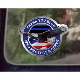 ProSticker.com ProSticker 1097 (One) 4" Thank You Blue Who Protect & Serve Support Decal
