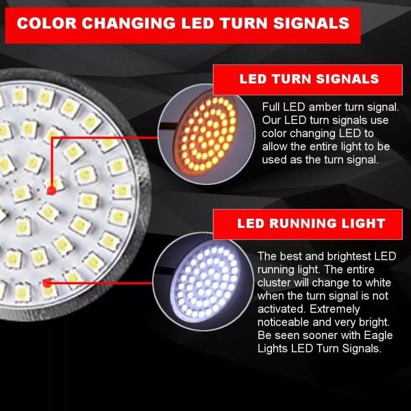 Eagle Lights 2" Harley LED Front Turn Signals w/ Smoked