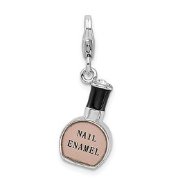Million Charms 925 Sterling Silver Amore La Vita 3-D Enameled Nail Polish Bottle Bracelet Charm Lobster Clasp
