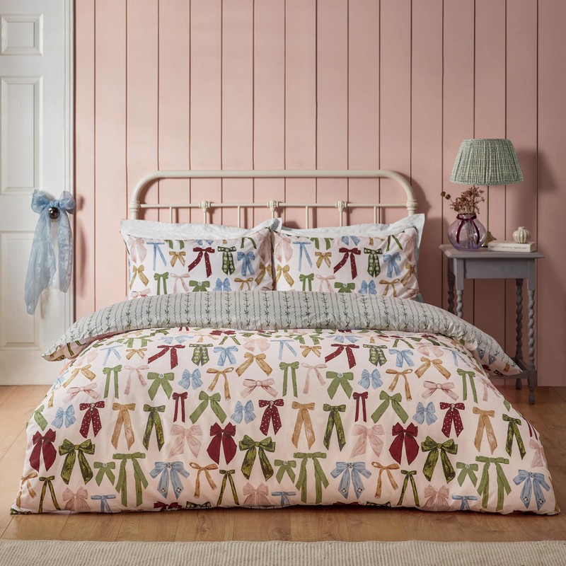 furn. Noortje Bows Trending Duvet Cover Set, Silk Pink