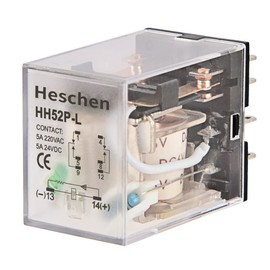 Heschen Gereral Purpose Power Relay HH52P-L 6VDC Coil 5A 240VAC/28VDC DPDT 8 Pin Terminals LED Indicator