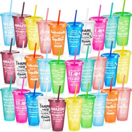 Uiifan 30 Pack Employee Appreciation Gifts for Coworker Staff, Thank You Reusable Plastic Cups for Social Worker, Teammate, Teacher, Bulk Group Gifts for Coworkers (Vivid)