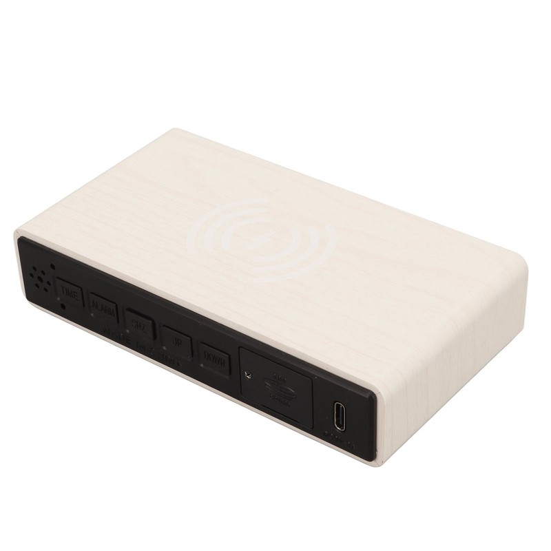 Wooden Digital Clock Wireless Charging Function 3 Brightness Electric Alarm