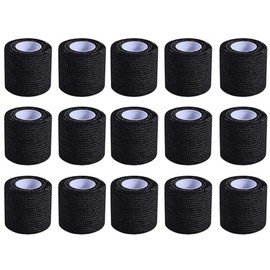 KISEER KISEER 15 Pack 2 Inch x 5 Yards Black Self Adhesive Bandage Breathable Cohesive Bandage Wrap Rolls Elastic Self-Adherent Tape for Stretch Athletic, Sports, Wrist, Ankle