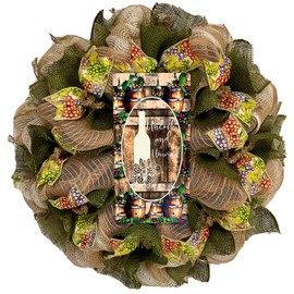 What A Mesh by Diana Uncork And Unwind Handmade Deco Mesh Burlap Wine Wreath
