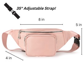 Premium Quality | Unisex Fanny Pack Adjustable Belt | Great Travel Fanny Packs for Women and Men | Waist Pouch for Workout, Running, Hiking, Fashion | Crossbody Belt Bag for Women (Pua Pink)