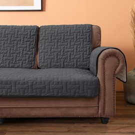 DEARTOWN Velvet Sectional Couch Covers, Waterproof Sofa Seat Covers for 3 Cushion Couch, Non-Slip Couch Cover for Dogs Pets Kids Sofa L Shaped Furniture Protector, 28 x 70 Inch Gray(1 Piece)