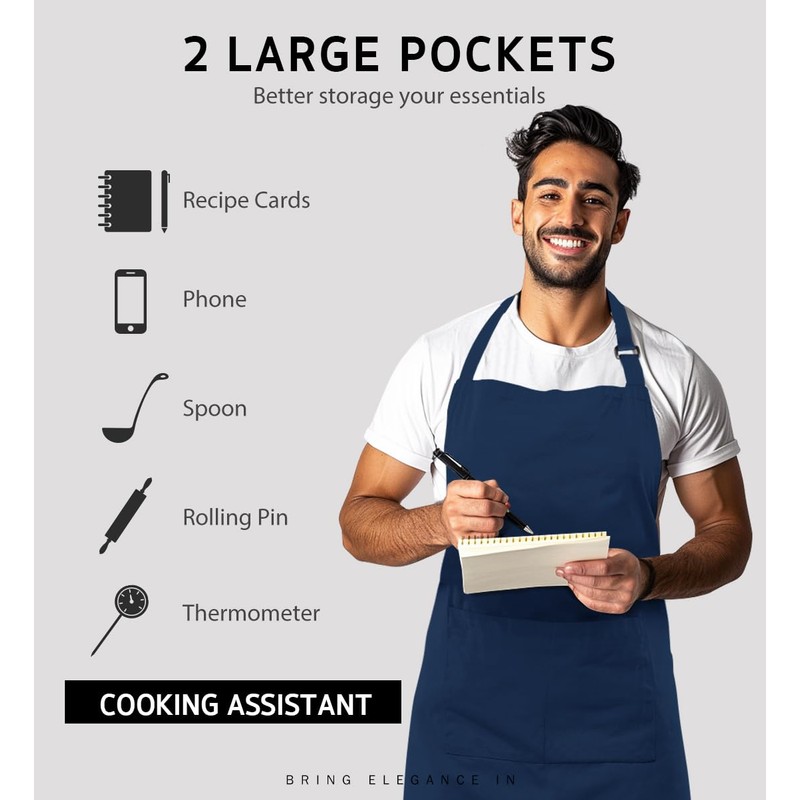 Syntus 4 Pack Adjustable Bib Apron Waterdrop Resistant with 2