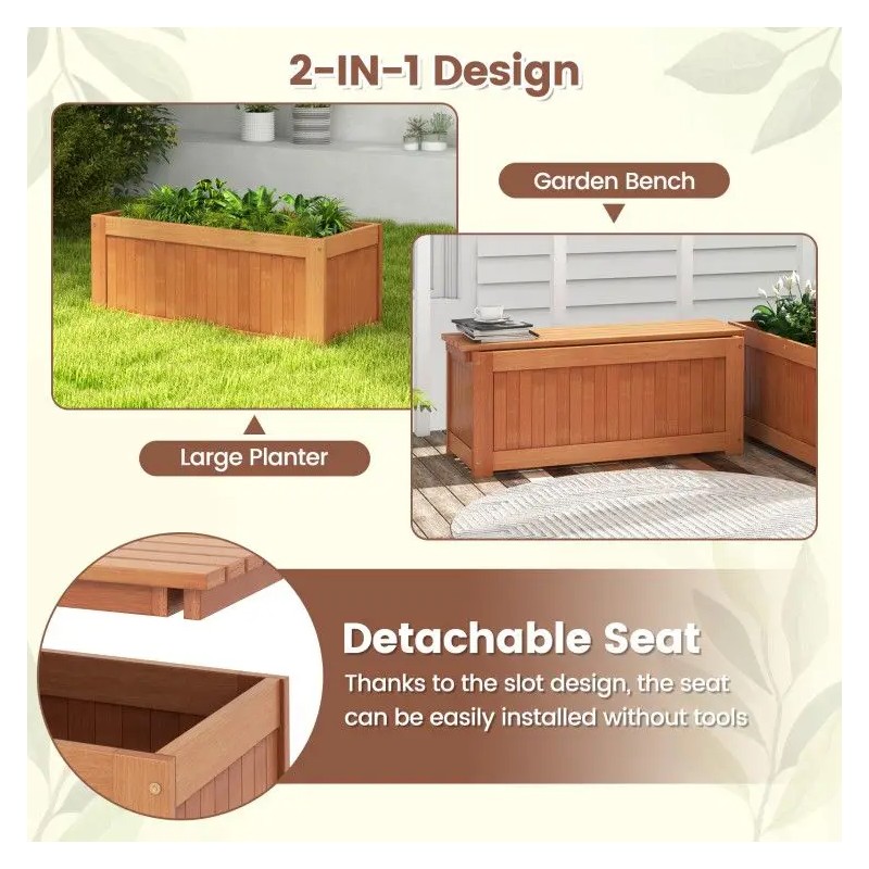 Outdoor Patio Bench With Planter Box Wood Contemporary Design For