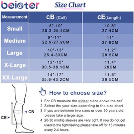 Beister 20-30 mmHg Graduated Calf Compression Sleeves for Women & Men, Firm Support Footless Compression Socks for Varicose Veins, Shin Splints, Edema, Recovery（2 in a Pack，Not Two Pairs）