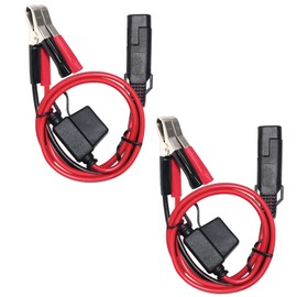 SAE Bullet Connector to Alligator Clips Cable 18awg/16AWG with 7.5A Car Fuse 12V-24V,30A Crocodile Clamps 1.5FT SAE Cable (16AWG/1.5FT/2 Pack)