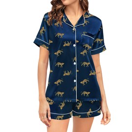 SWOMOG Couple Matching Pajamas Sets Women & Men Button Down Silk Pjs Short Sleeve Soft Lounge Sets 2 Pcs Loungewear