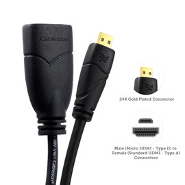 Ivuna Micro HDMI 0.2m Extension - upto 1080p - v1.4/2.0 - Audio & Video - Full HD - Connecting HD Devices using the new Micro HDMI Connector to PC or TV Gold Plated 3D Full HD 1080p 4k2k