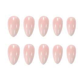 24PCS Long Almond False Nails with Glue Stickers, Full Cover Acrylic Nails Press on Nails no Glue,Pink White Gradient French Tip Fake Nails Stick on Nails for Women and Girls Nail Art.
