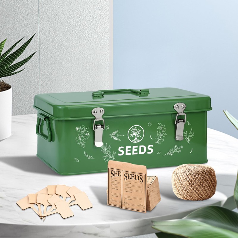 Kjyunk Seed Storage Box, Seed Storage Organizer with Garden String,