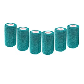 4 Inch Self Adhesive Medical Bandage Wrap Sport Tape (Dark Green) (6 Pack) Strong Elastic Self Adherent Cohesive First Aid Sport Flex Rolls for Wrist Ankle Knee Sprains and Swelling