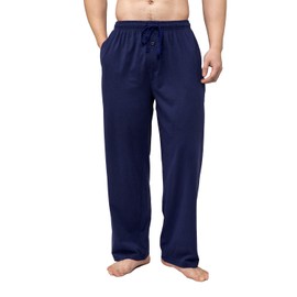 Bintangor Pantalones de pijama para hombre, 100% algodón, cintura elástica, para descansar, largos, Mazarina, X-Large
