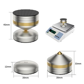 Tertullus Set of 4 HiFi Speaker Spikes Insulation Feet 39 x 33 mm Insulation Pads Aluminium Speaker Stand Shock Absorber Height Adjustable for Amplifier Turntable DAC Devices - Silver