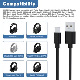 Zosvoses Type C Headphone Charger Compatible with Turtle Beach Stealth 600 Gen 2, Stealth 600 Gen 3, Stealth 700 Gen 2, Stealth 700 Gen 3, Stealth 500, Stealth Pro Gaming Headsets (6.6ft)