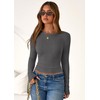 PRETTYGARDEN Womens 2025 Summer Fall Long Sleeve Shirts Ribbed Knit