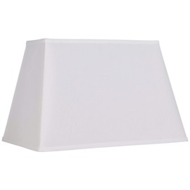 White Large Rectangular Lamp Shade 14" Wide x 6" Deep at Top and 18" Wide x 12" Deep at Bottom and 12" Height (Spider) Replacement with Harp and Finial - Springcrest